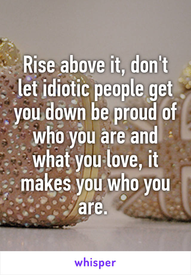 Rise above it, don't let idiotic people get you down be proud of who you are and what you love, it makes you who you are. 