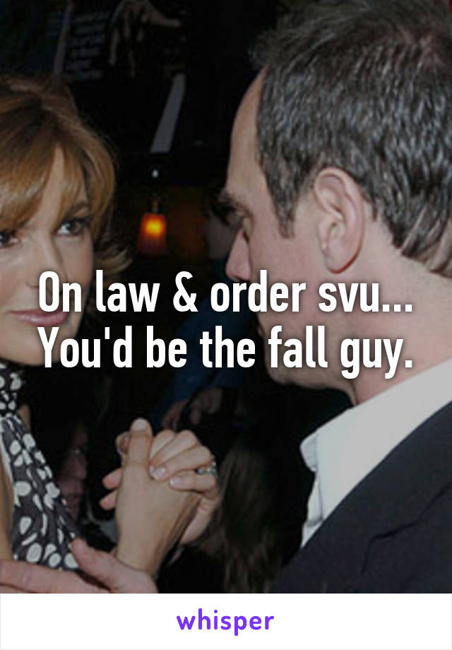 On law & order svu... You'd be the fall guy.