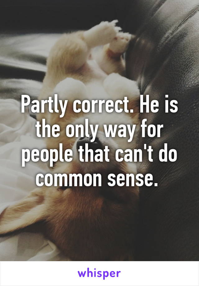 Partly correct. He is the only way for people that can't do common sense. 