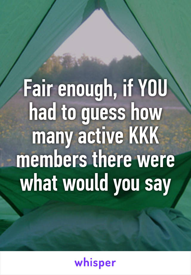 Fair enough, if YOU had to guess how many active KKK members there were what would you say