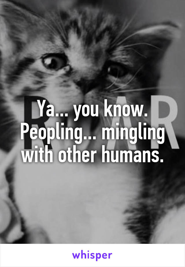 Ya... you know. Peopling... mingling with other humans.