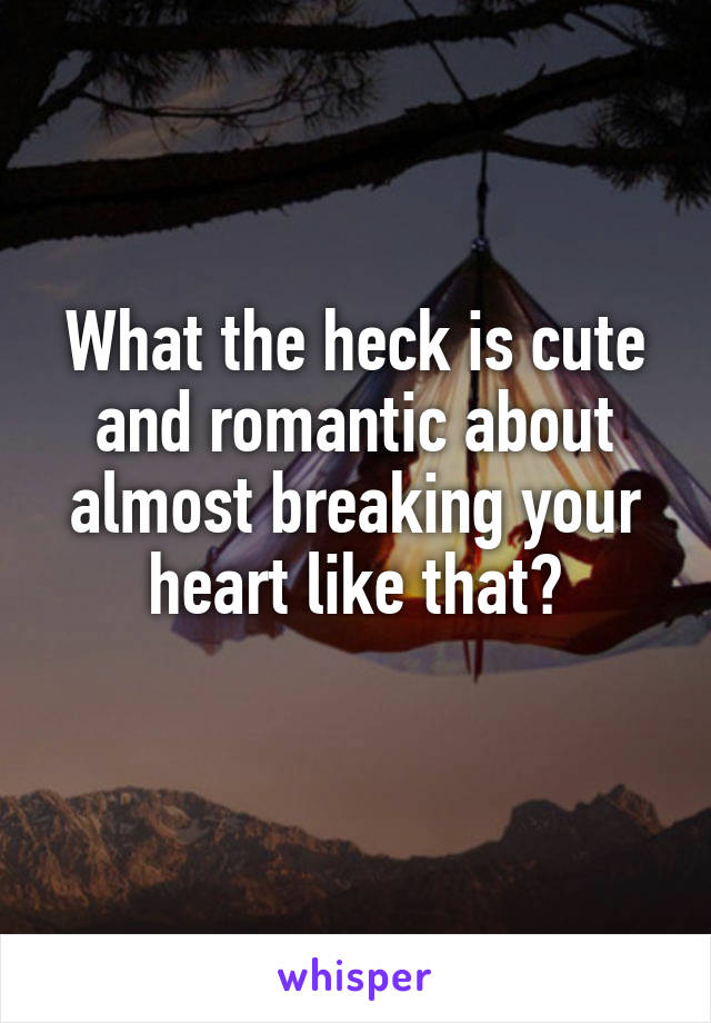 What the heck is cute and romantic about almost breaking your heart like that?
