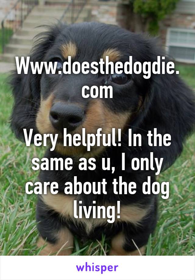 Www.doesthedogdie.com

Very helpful! In the same as u, I only care about the dog living!