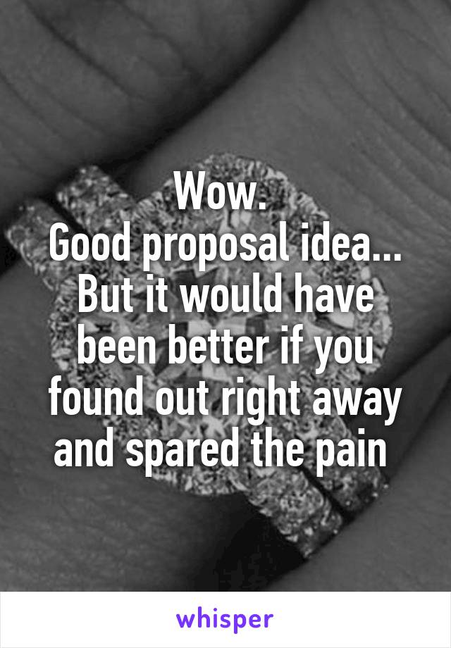 Wow. 
Good proposal idea...
But it would have been better if you found out right away and spared the pain 