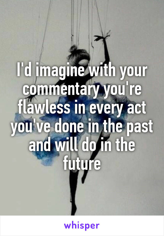 I'd imagine with your commentary you're flawless in every act you've done in the past and will do in the future