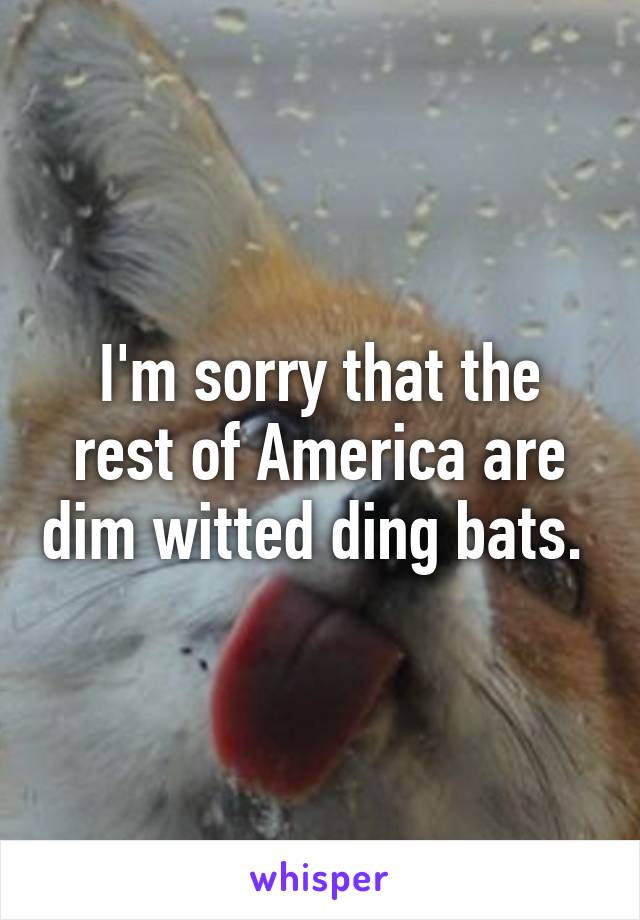 I'm sorry that the rest of America are dim witted ding bats. 