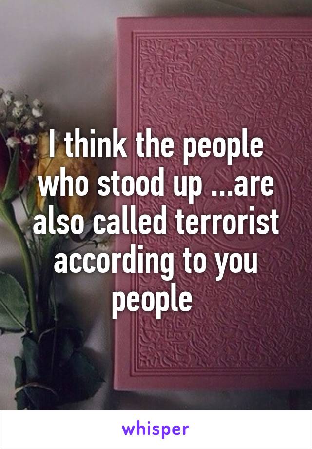 I think the people who stood up ...are also called terrorist according to you people 