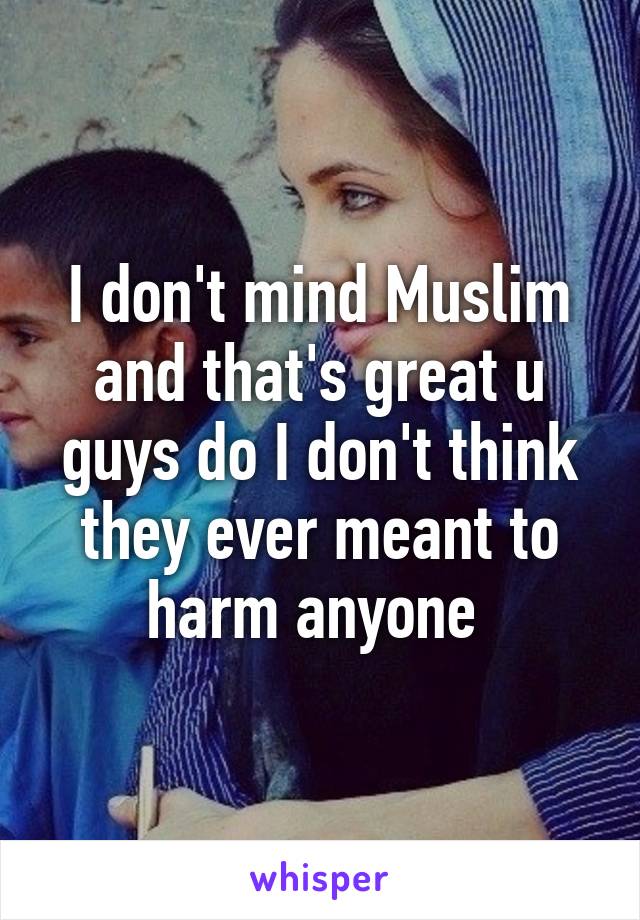 I don't mind Muslim and that's great u guys do I don't think they ever meant to harm anyone 