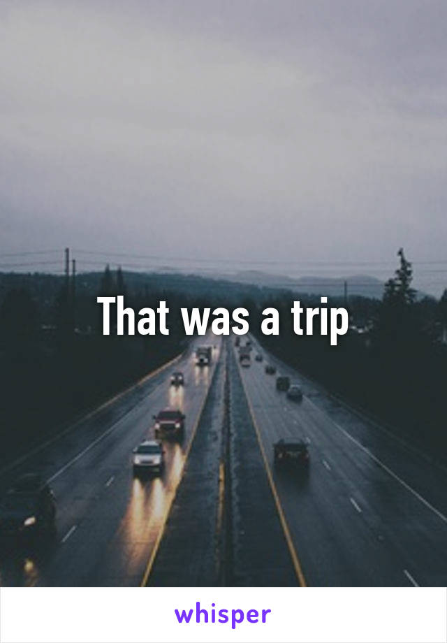 That was a trip