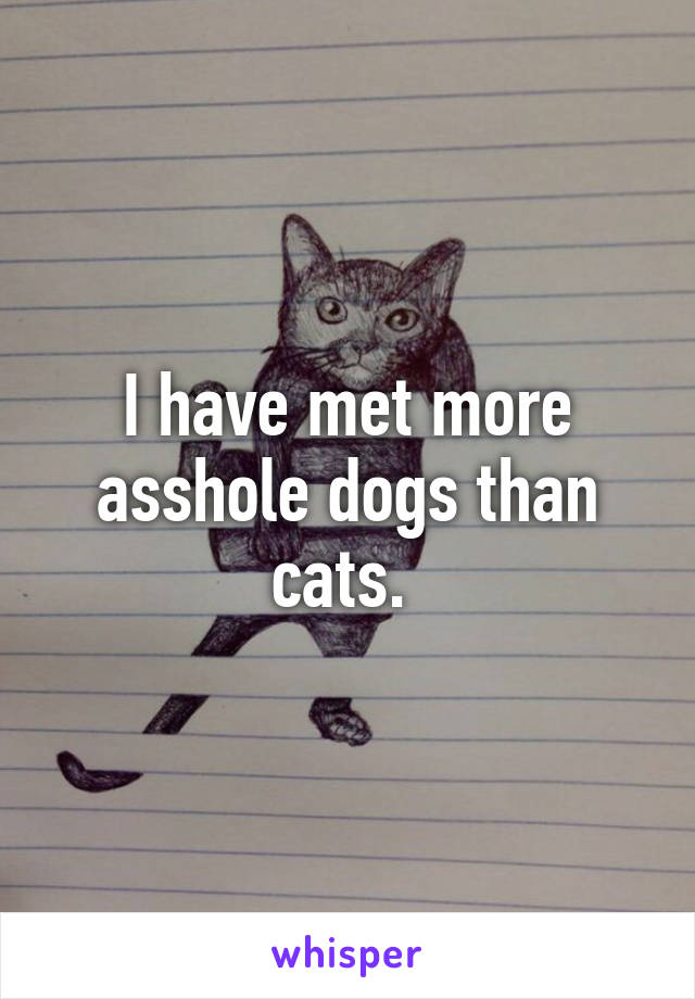 I have met more asshole dogs than cats. 