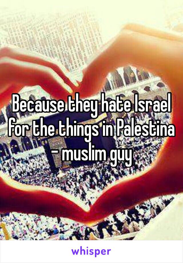 Because they hate Israel for the things in Palestina - muslim guy