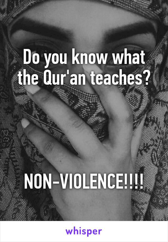 Do you know what the Qur'an teaches?




NON-VIOLENCE!!!!