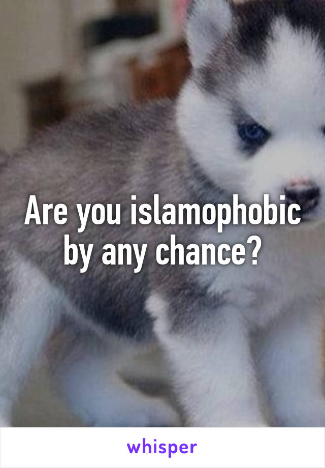 Are you islamophobic by any chance?