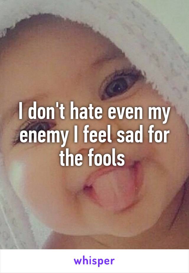 I don't hate even my enemy I feel sad for the fools 