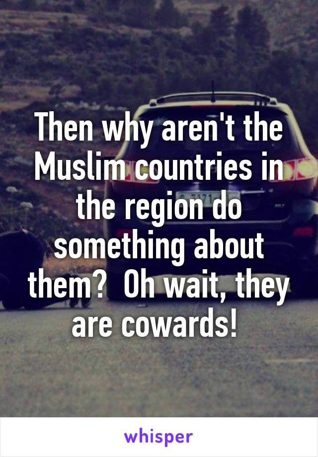 Then why aren't the Muslim countries in the region do something about them?  Oh wait, they are cowards! 