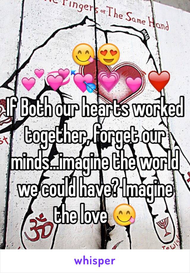 😋😍
💕💞💘💗💓❤️
If Both our hearts worked together, forget our minds...imagine the world we could have? Imagine the love 😋