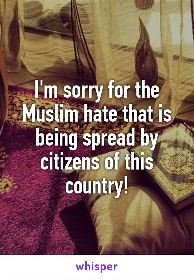 I'm sorry for the Muslim hate that is being spread by citizens of this country!