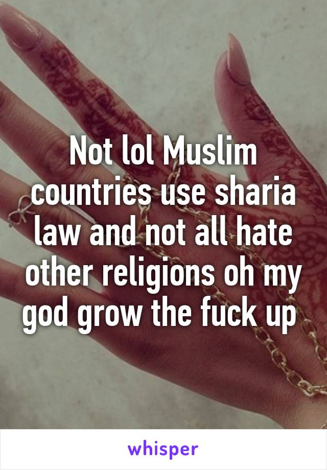 Not lol Muslim countries use sharia law and not all hate other religions oh my god grow the fuck up 