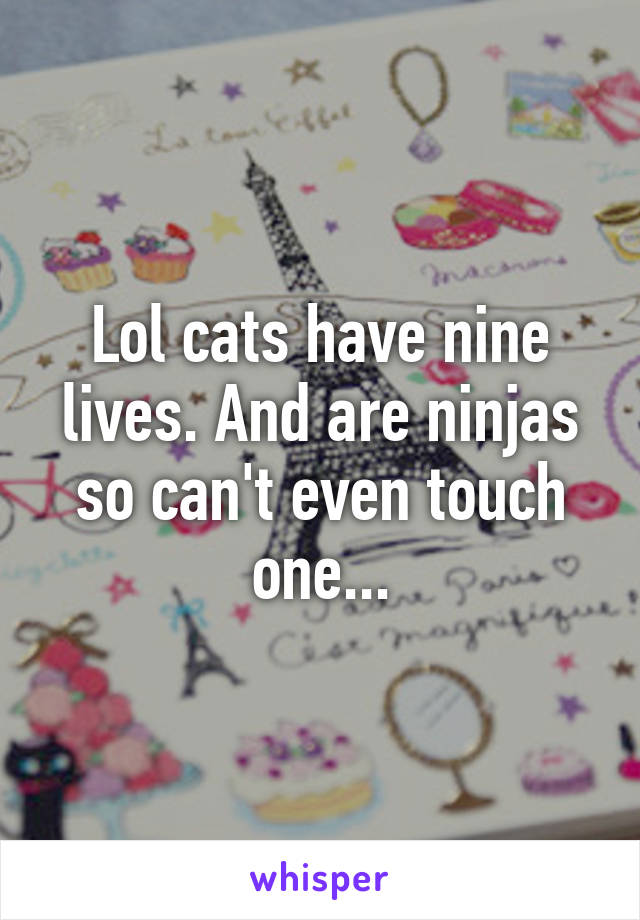 Lol cats have nine lives. And are ninjas so can't even touch one...