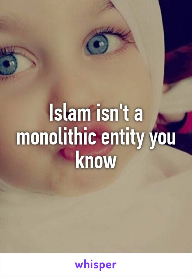 Islam isn't a monolithic entity you know