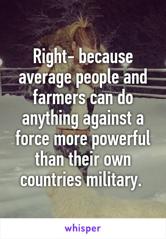 Right- because average people and farmers can do anything against a force more powerful than their own countries military. 