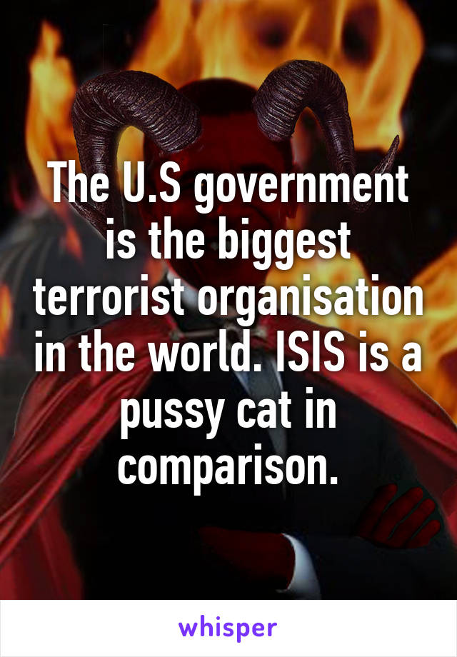 The U.S government is the biggest terrorist organisation in the world. ISIS is a pussy cat in comparison.