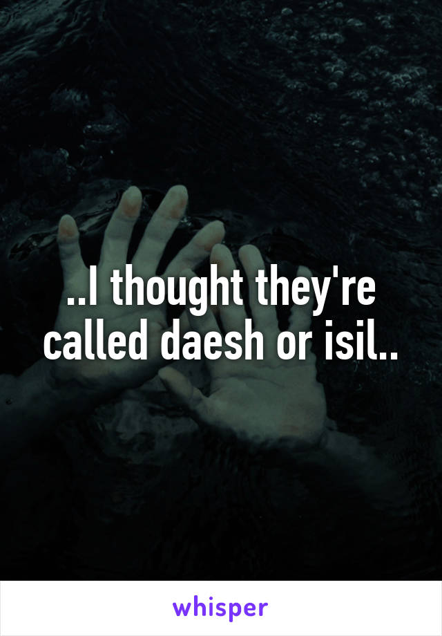 ..I thought they're called daesh or isil..