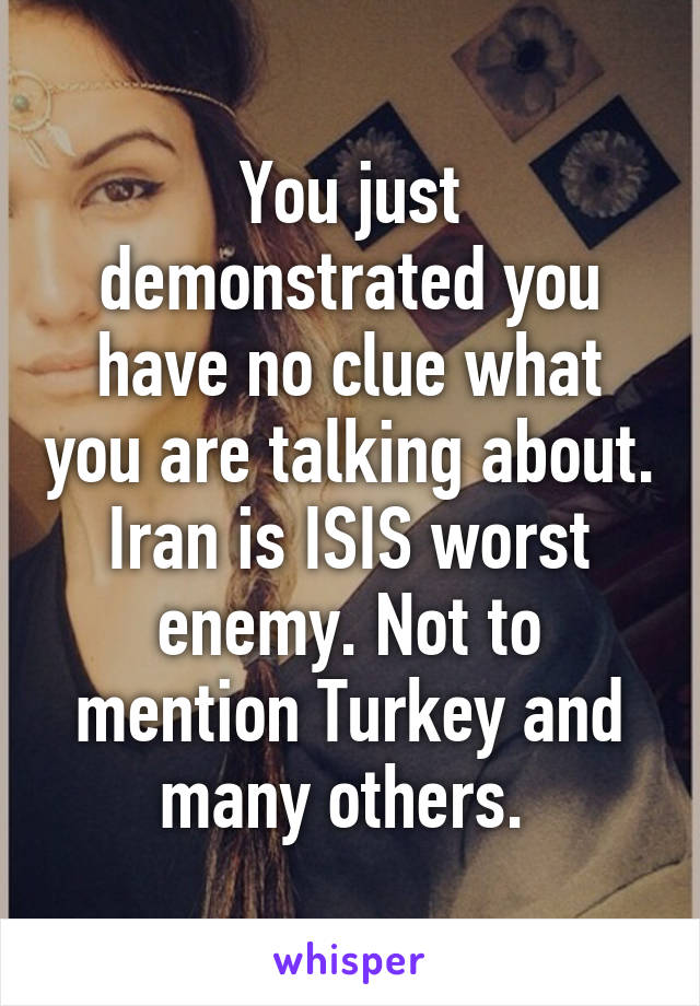 You just demonstrated you have no clue what you are talking about. Iran is ISIS worst enemy. Not to mention Turkey and many others. 