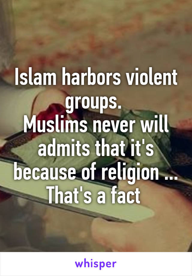 Islam harbors violent groups. 
Muslims never will admits that it's because of religion ... That's a fact 