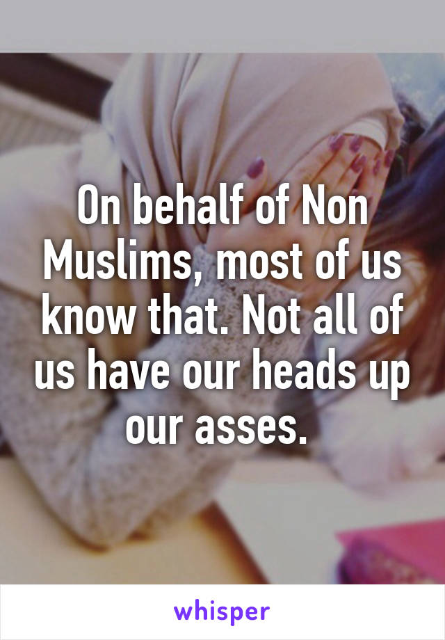 On behalf of Non Muslims, most of us know that. Not all of us have our heads up our asses. 