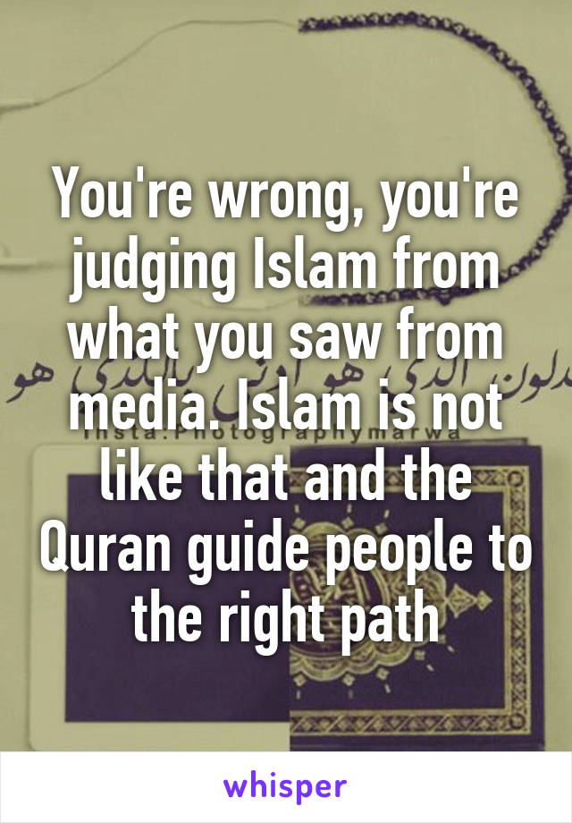 You're wrong, you're judging Islam from what you saw from media. Islam is not like that and the Quran guide people to the right path