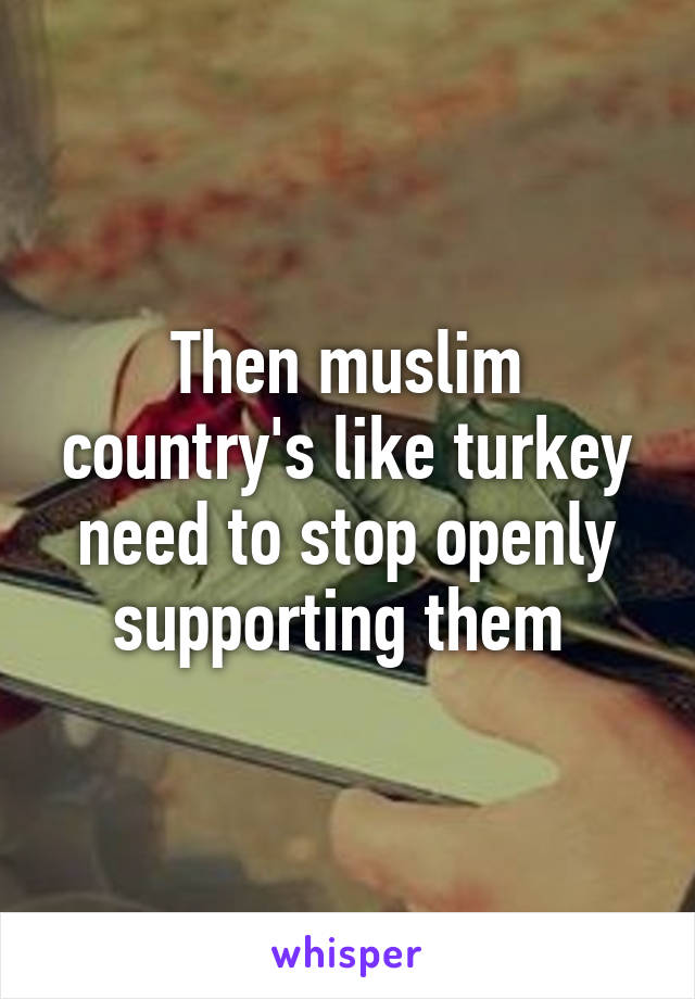 Then muslim country's like turkey need to stop openly supporting them 