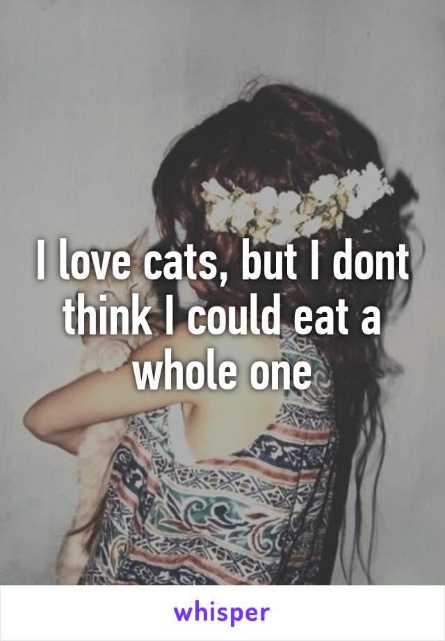 I love cats, but I dont think I could eat a whole one