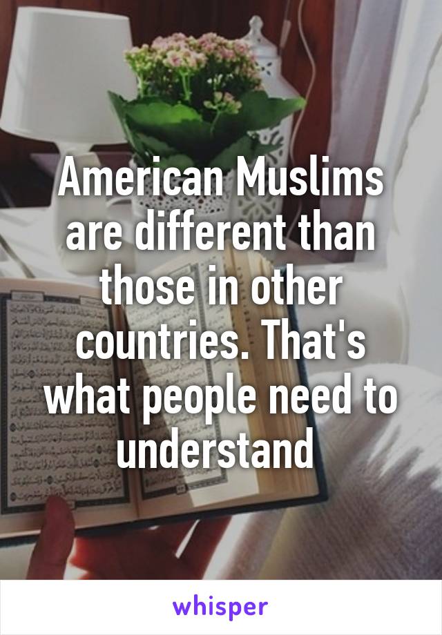 American Muslims are different than those in other countries. That's what people need to understand 