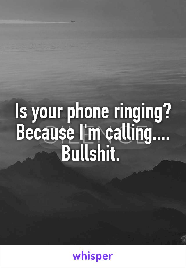 Is your phone ringing? Because I'm calling.... Bullshit. 