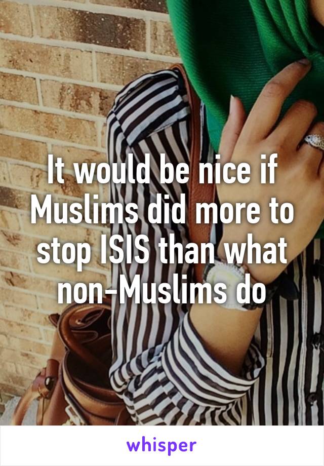 It would be nice if Muslims did more to stop ISIS than what non-Muslims do