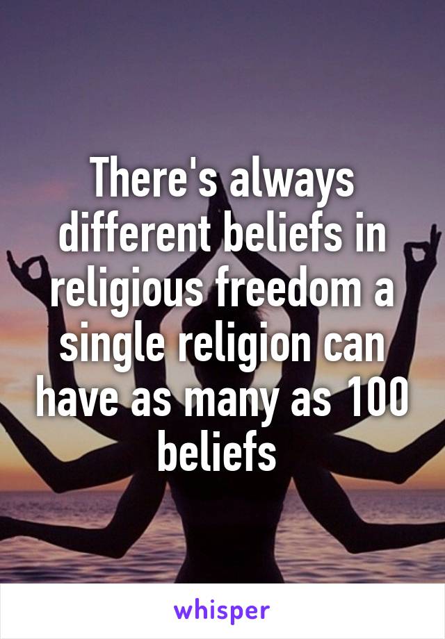 There's always different beliefs in religious freedom a single religion can have as many as 100 beliefs 