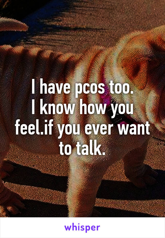 I have pcos too.
I know how you feel.if you ever want to talk.