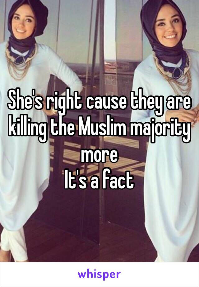 She's right cause they are killing the Muslim majority more 
It's a fact 