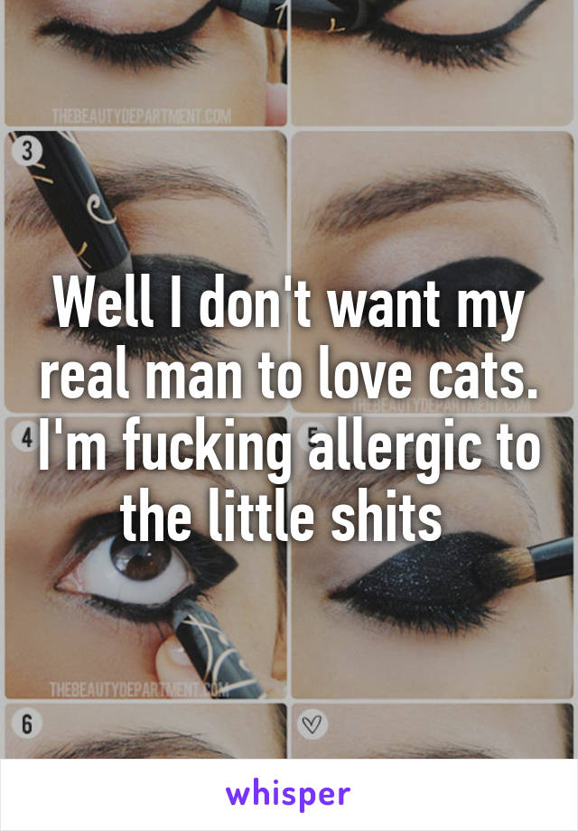 Well I don't want my real man to love cats. I'm fucking allergic to the little shits 