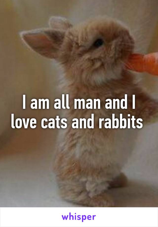 I am all man and I love cats and rabbits 