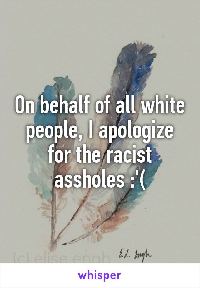 On behalf of all white people, I apologize for the racist assholes :'(