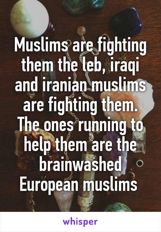 Muslims are fighting them the leb, iraqi and iranian muslims are fighting them. The ones running to help them are the brainwashed European muslims 