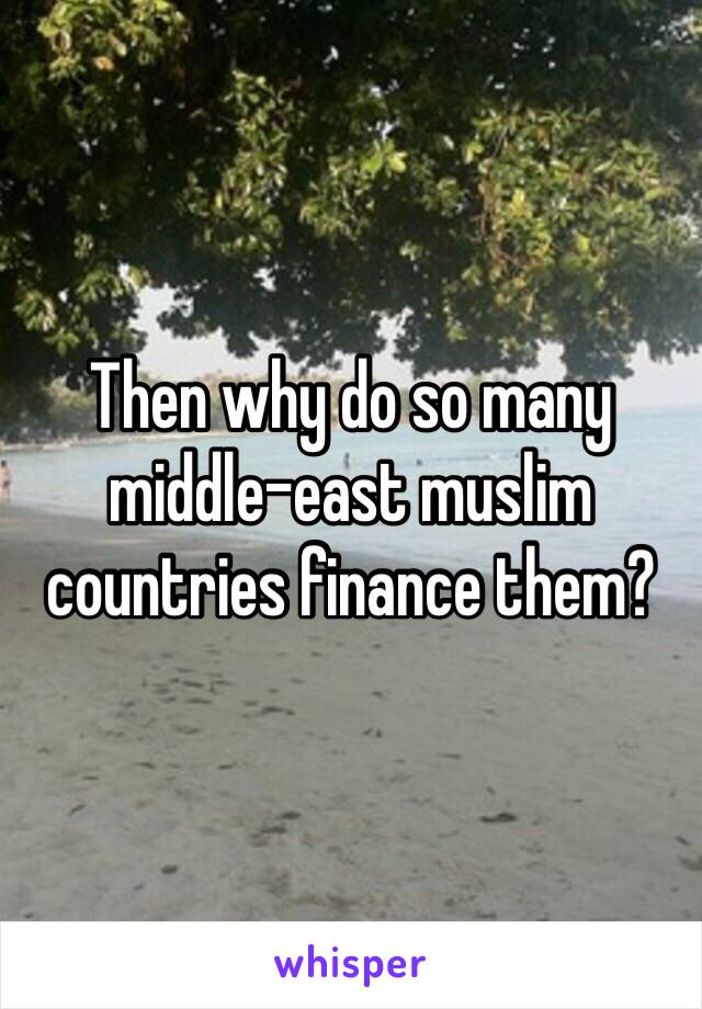 Then why do so many middle-east muslim countries finance them? 