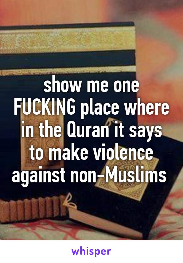 show me one FUCKING place where in the Quran it says to make violence against non-Muslims 