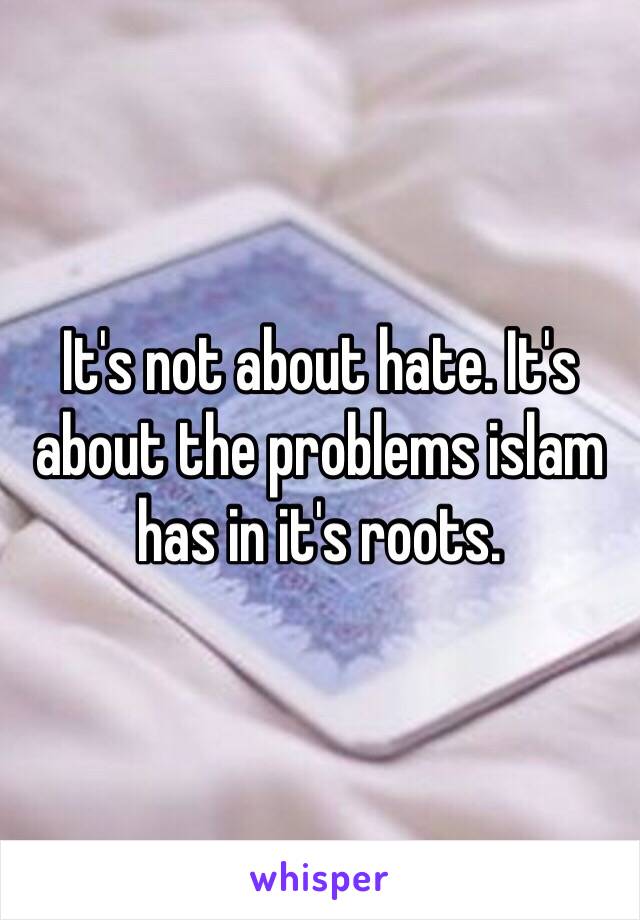 It's not about hate. It's about the problems islam has in it's roots. 