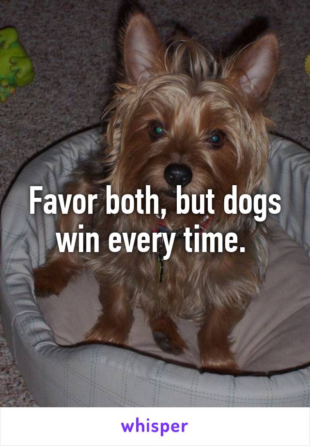 Favor both, but dogs win every time. 