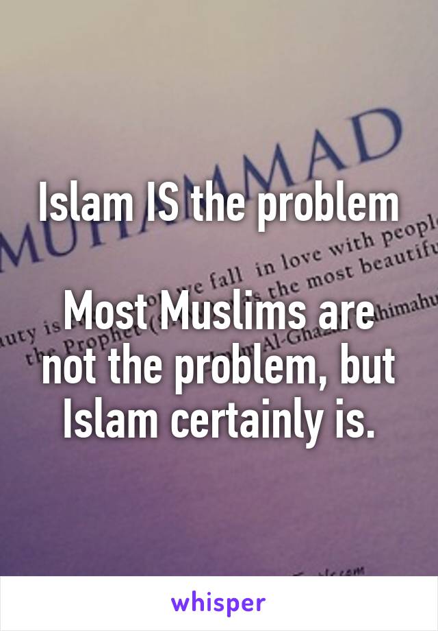 Islam IS the problem

Most Muslims are not the problem, but Islam certainly is.