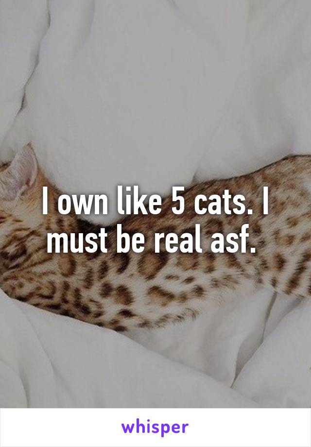 I own like 5 cats. I must be real asf. 