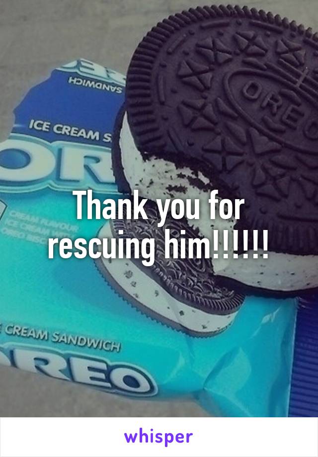 Thank you for rescuing him!!!!!!